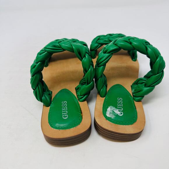 GUESS Green Braided Double Strap Flat Sandals – Size 6.5 - Picture 7 of 11